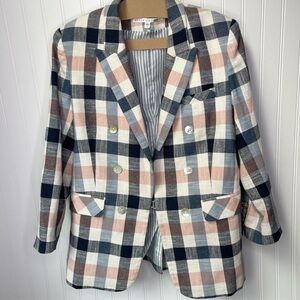 Veronica Beard Bexley Dickey Jacket Blazer Cotton Size 14 Lightweight Plaid